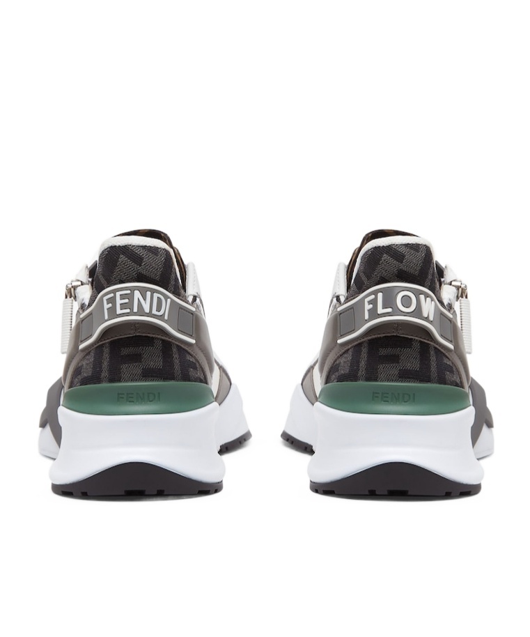 Fendi Black Ff Jacquard And Leather Running Sneakers In Black