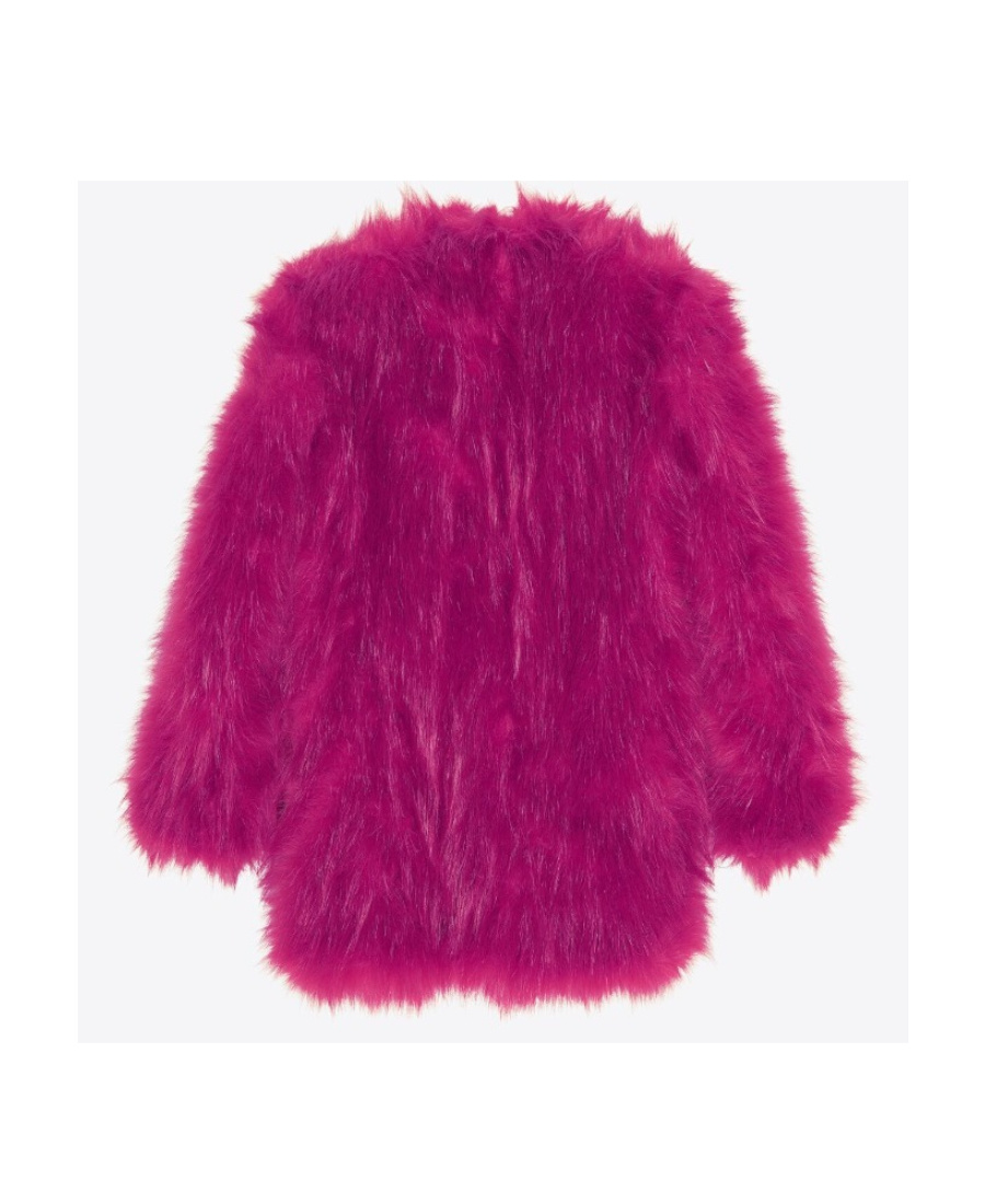 Saint Laurent Faux-fur Coat In Purple