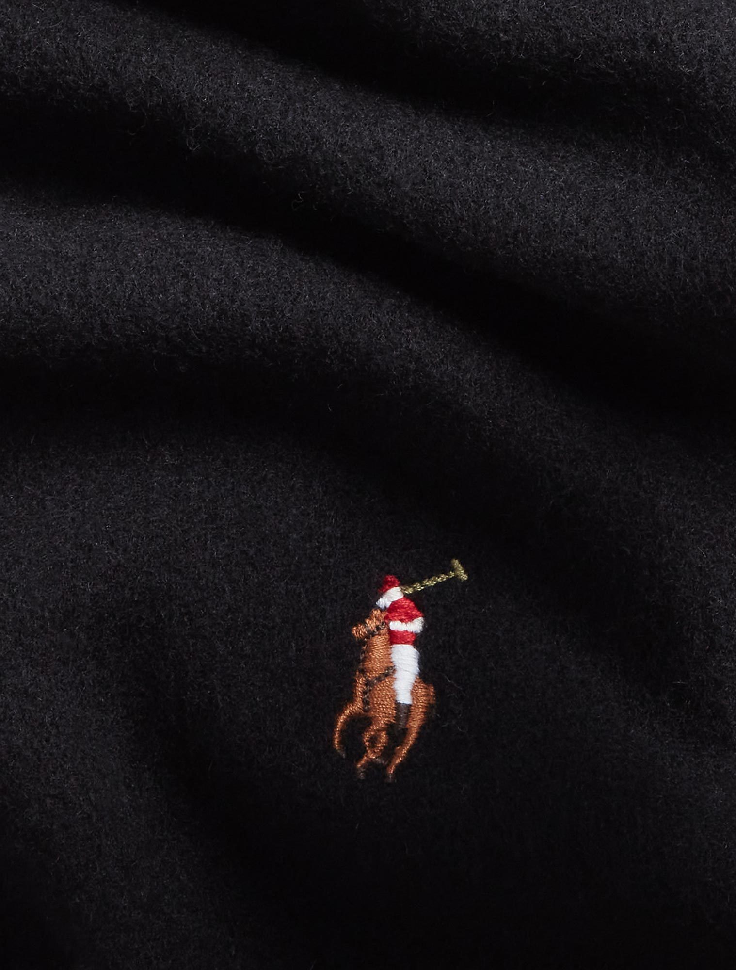 Polo Ralph Lauren Polo Pony Fringe-detailing Scarf In Black