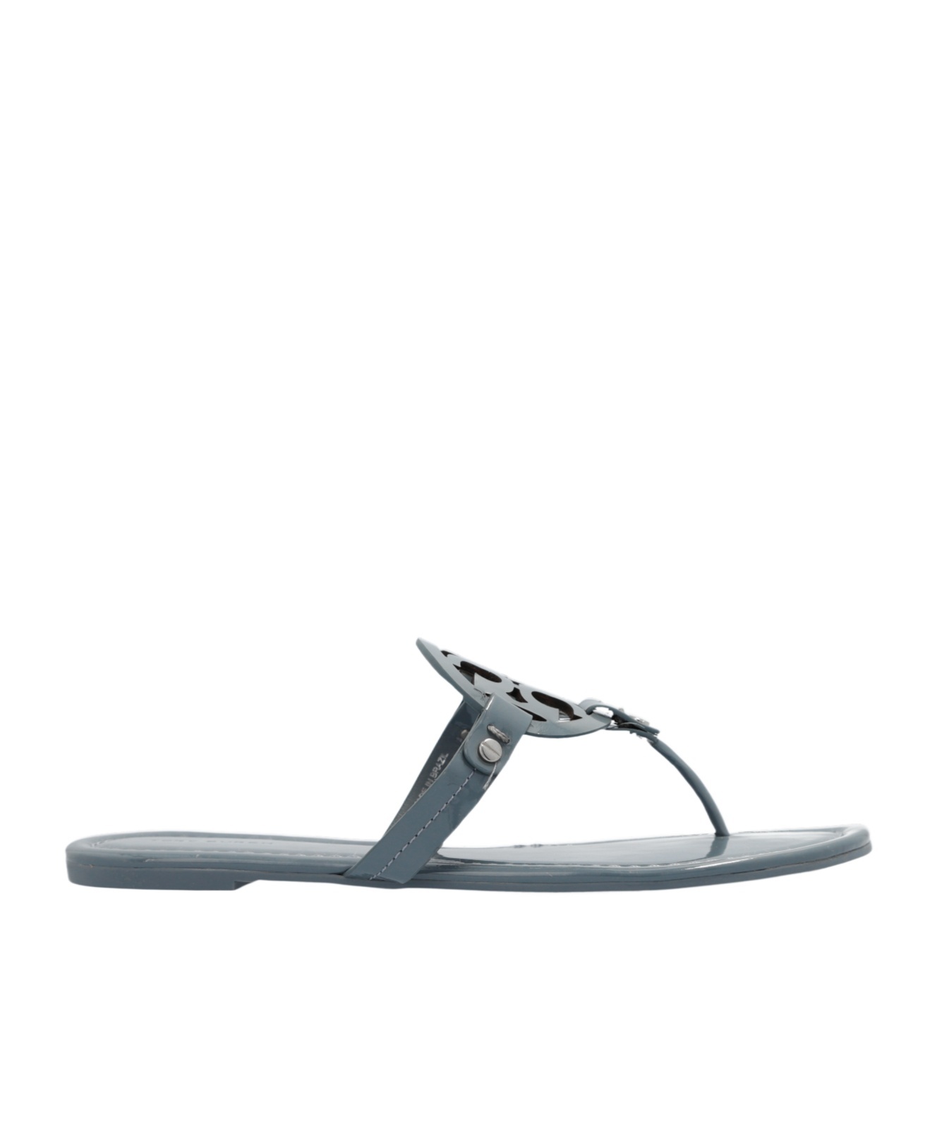 Tory Burch Miller Patent-leather Flip Flops In Gray