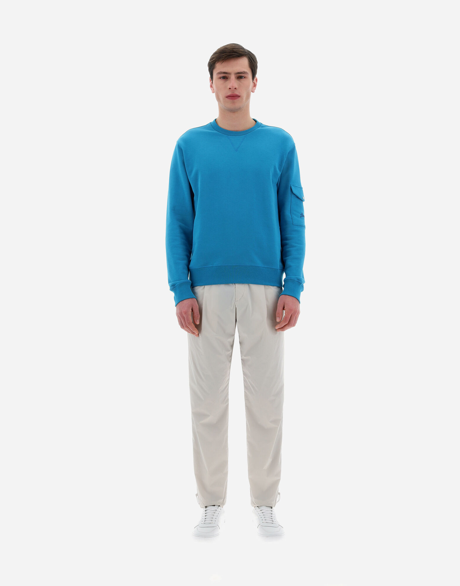 Herno Flap-pocket Detailed Crewneck Sweatshirt In Black