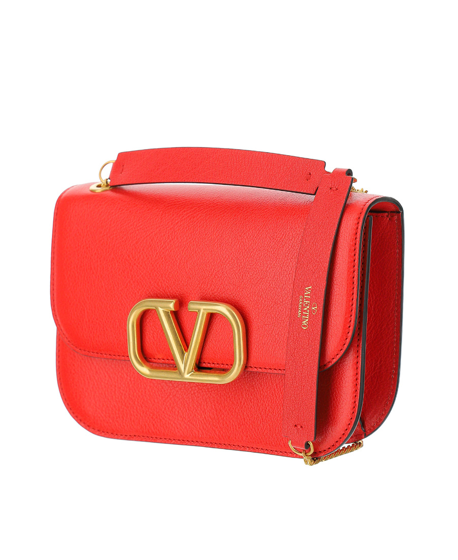 Valentino Cognac Leather Shoulder Bag In Red
