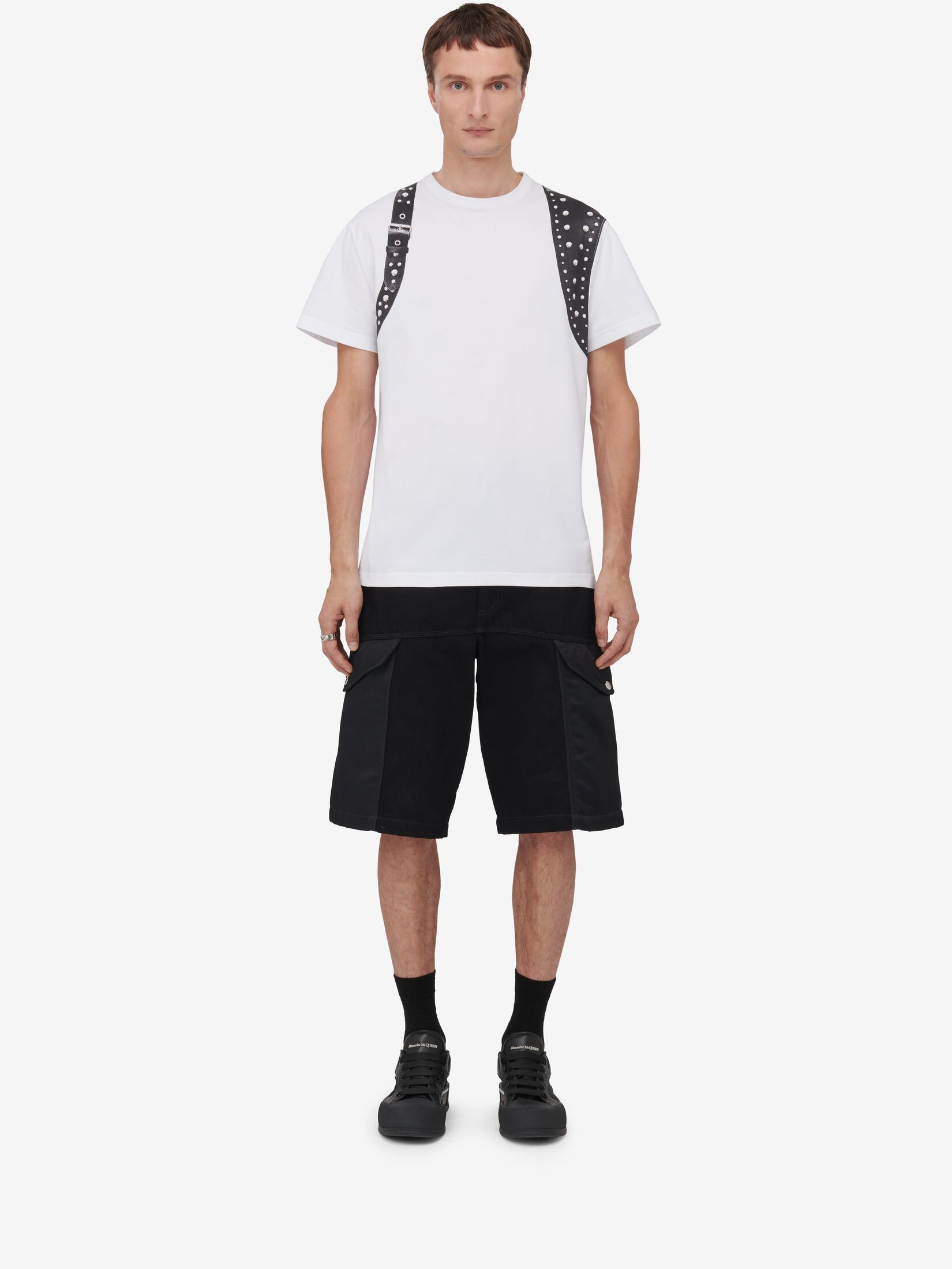 Alexander Mcqueen Harness T-shirt In White And Black In White