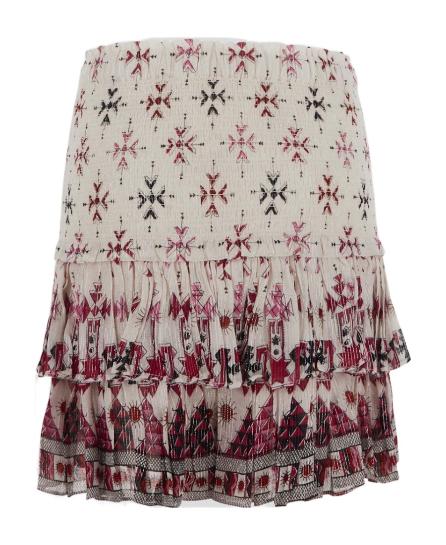 Isabel Marant Étoile Naomi Ruffled Printed Cotton-voile Mini Skirt In White
