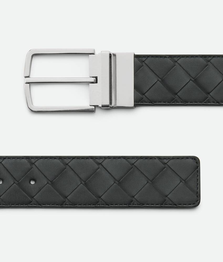 Bottega Veneta Intrecciato Reversible Belt In Black