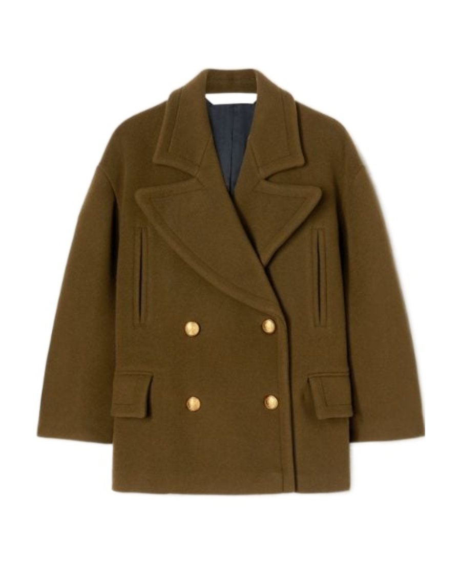 Palm Angels Palm-embroidery Double-breasted Coat In Brown