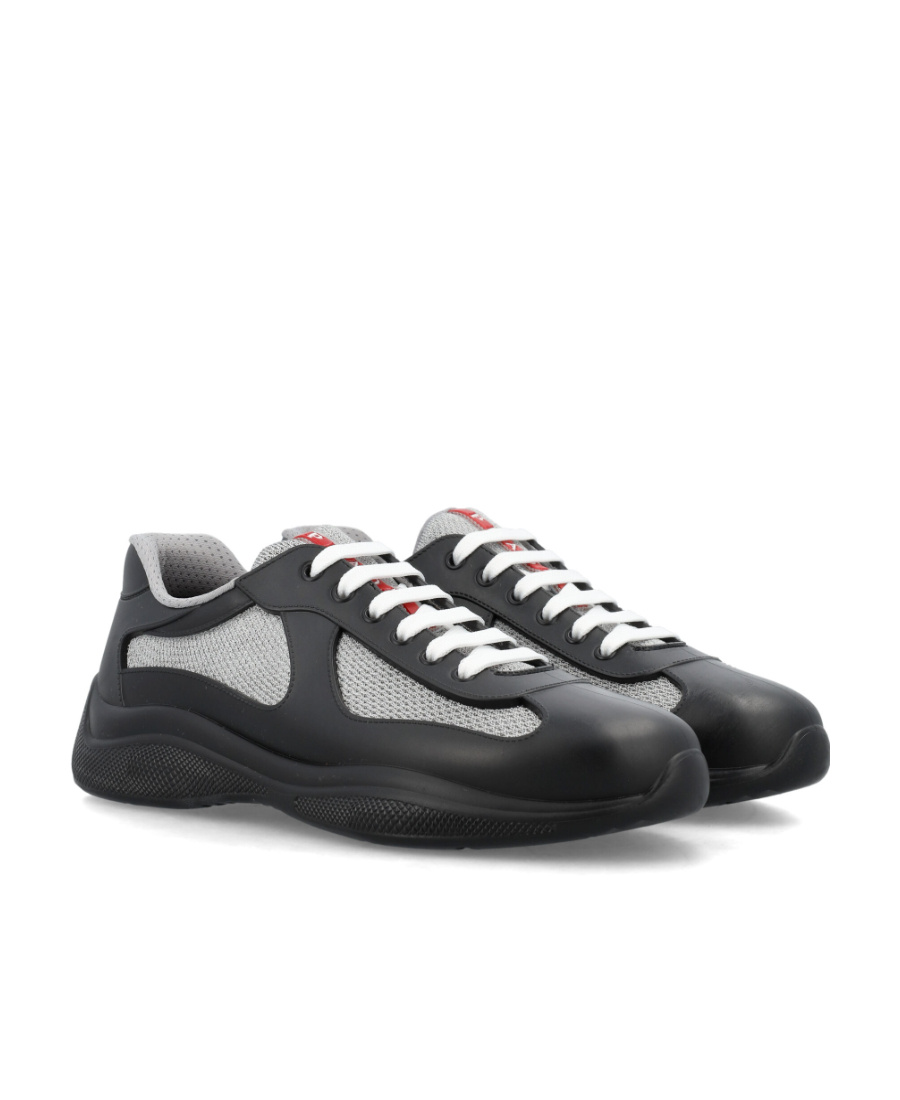 Prada Round Head Lacing Casual Shoes In Black