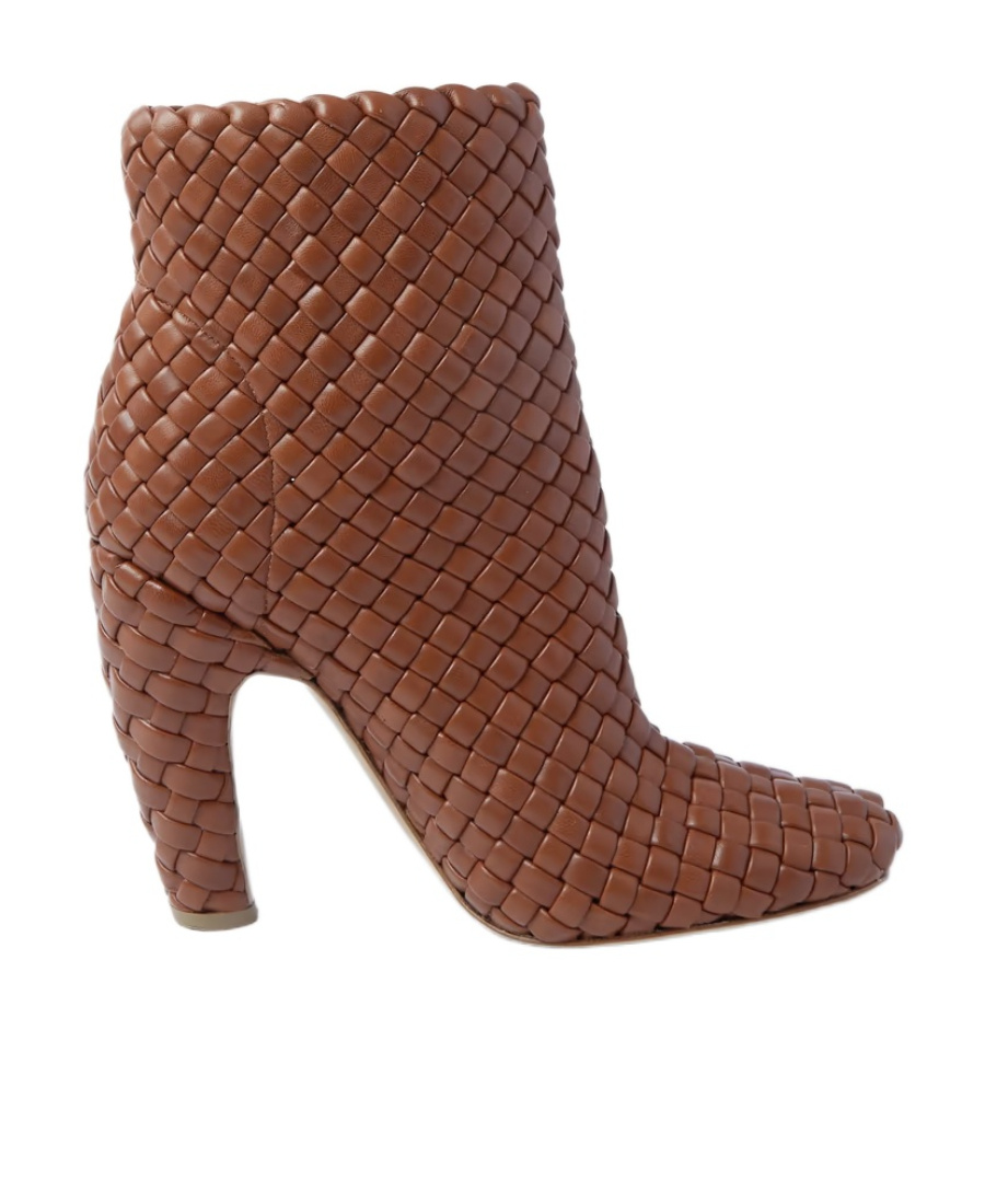 Bottega Veneta Mini Lido Intrecciato Leather Ankle Boots In Brown