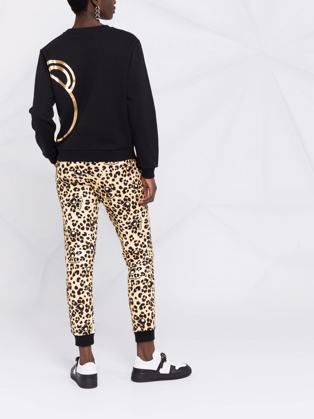 Moschino Half Bear Pattern Sweater In Black