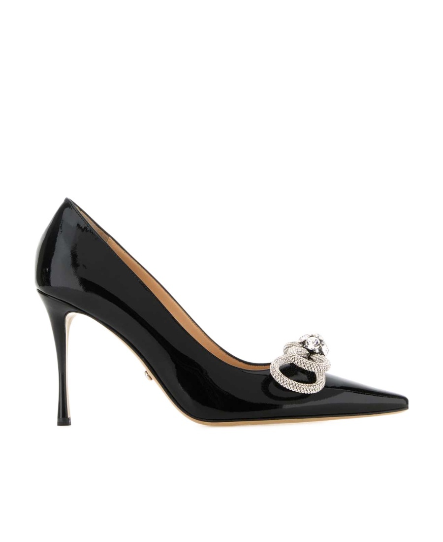 Mach&mach Black Double Bow Patent Leather 95 Heels In Black
