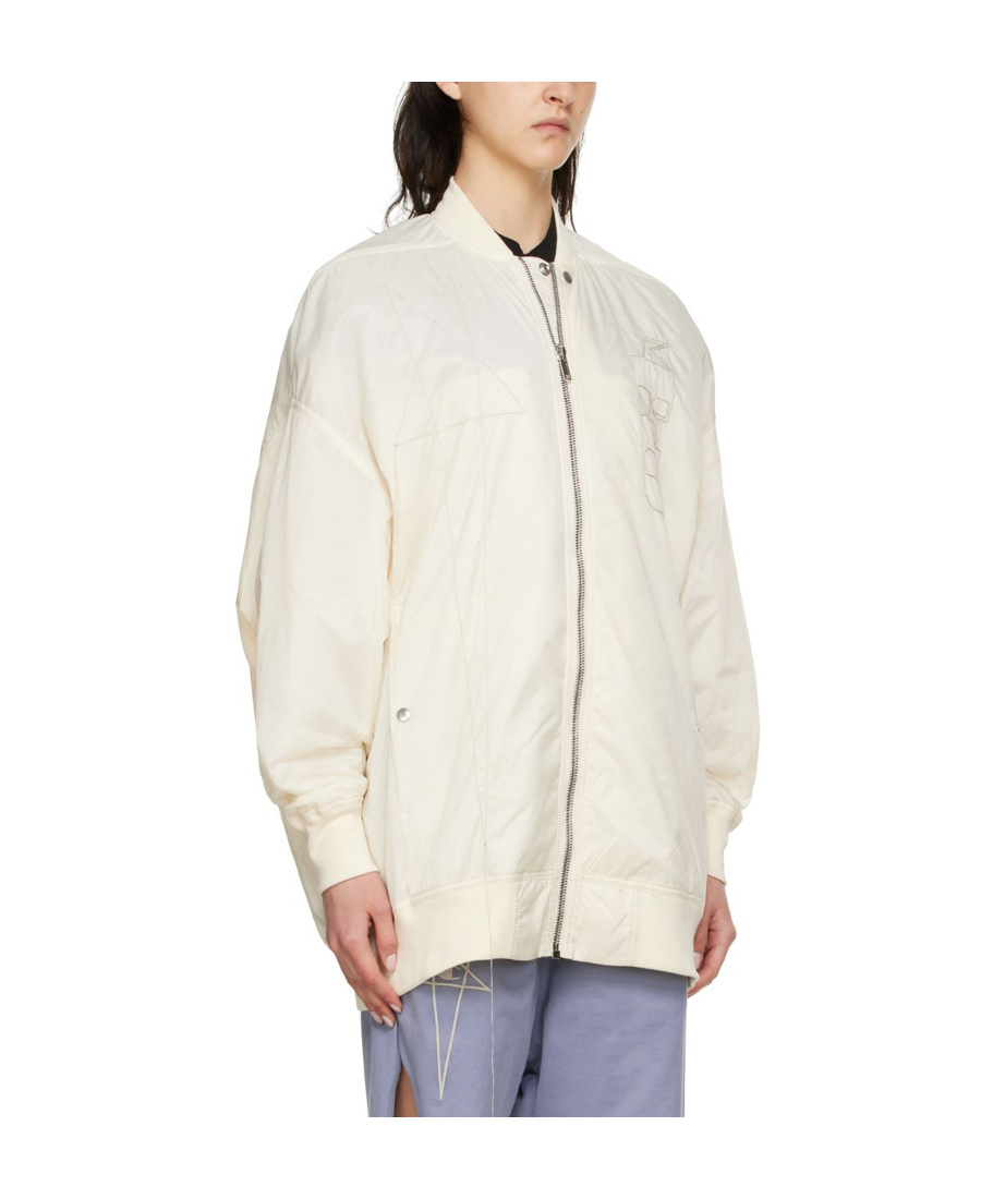 Rick Owens Drkshdw Off-white Nylon Bomber Jacket In White