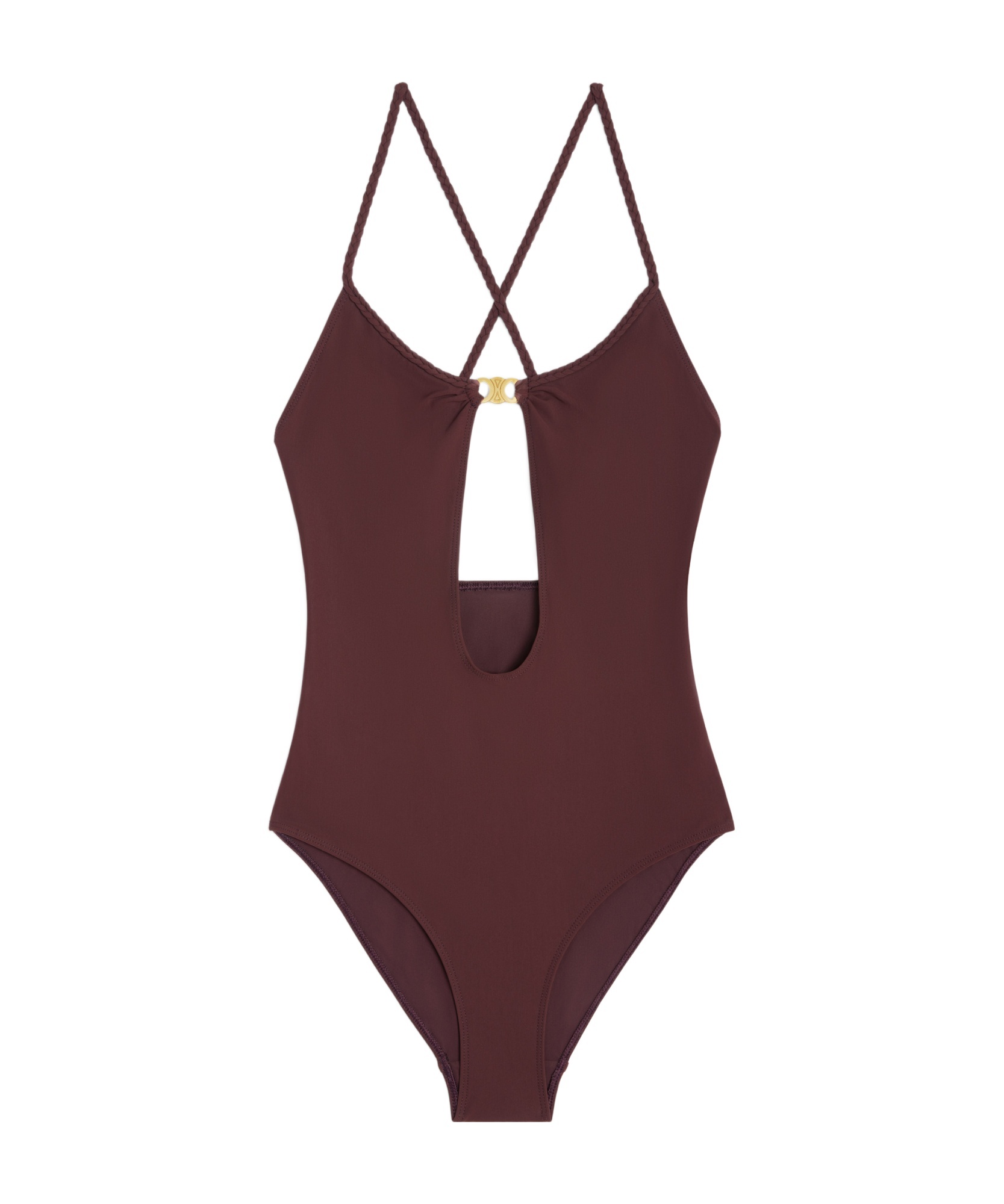 Celine Cut Out One Piece Swimsuit With Braided Detail In Red
