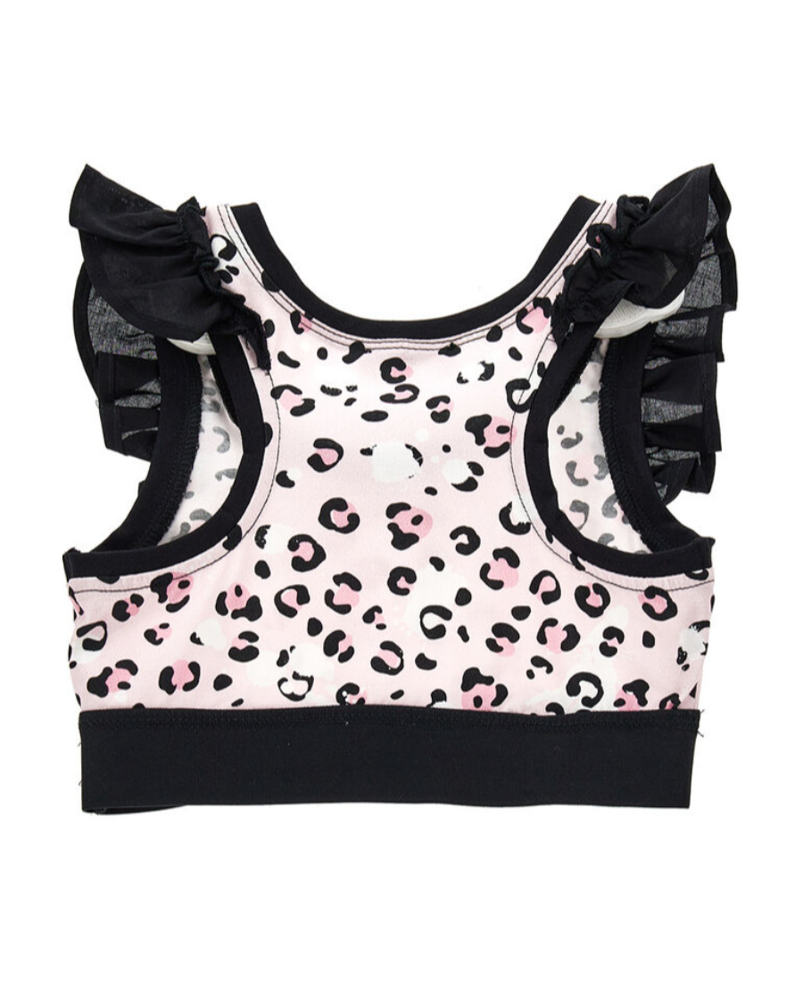 Monnalisa Leopard-print Cropped Tank Top In Black