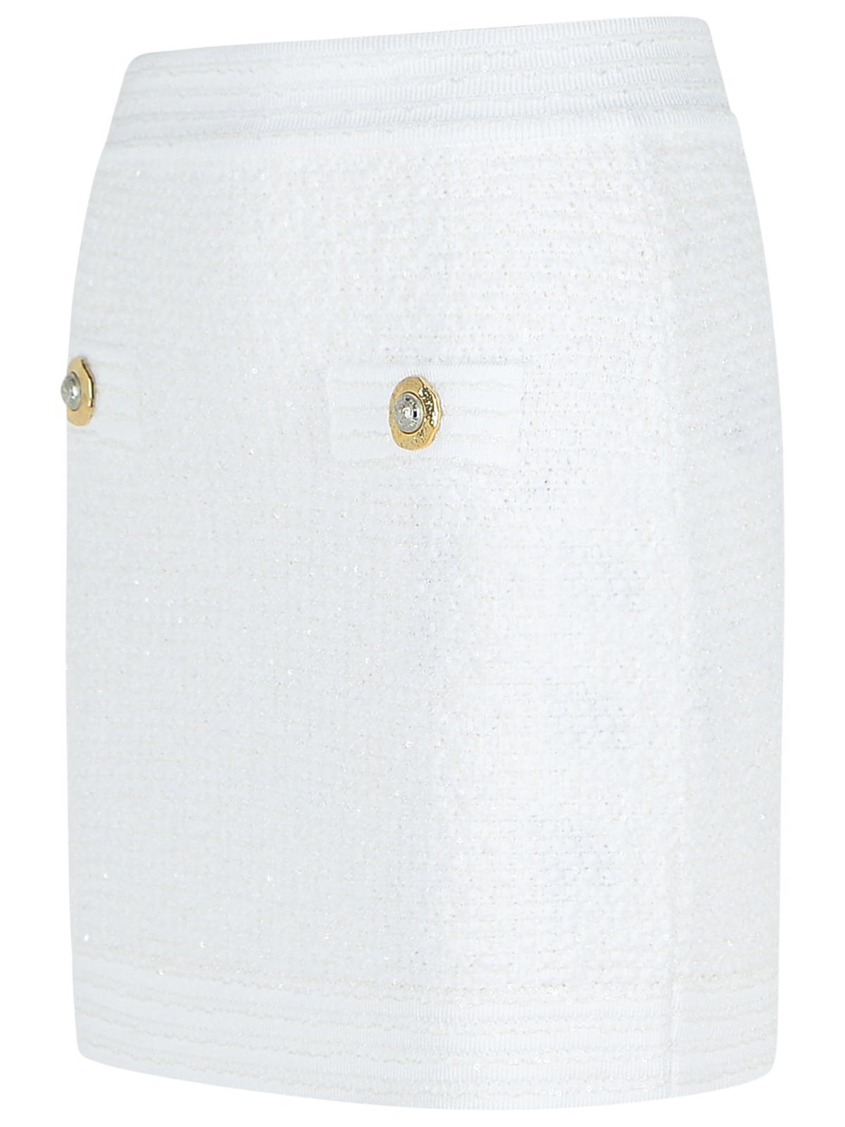 Balmain Cotton Blend Miniskirt Gold-tone Buttons