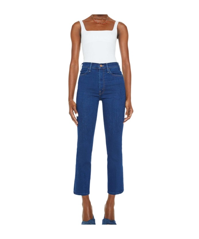 Mother Outsider Sneak Jeans In Coloring Outside The Lines In Blue