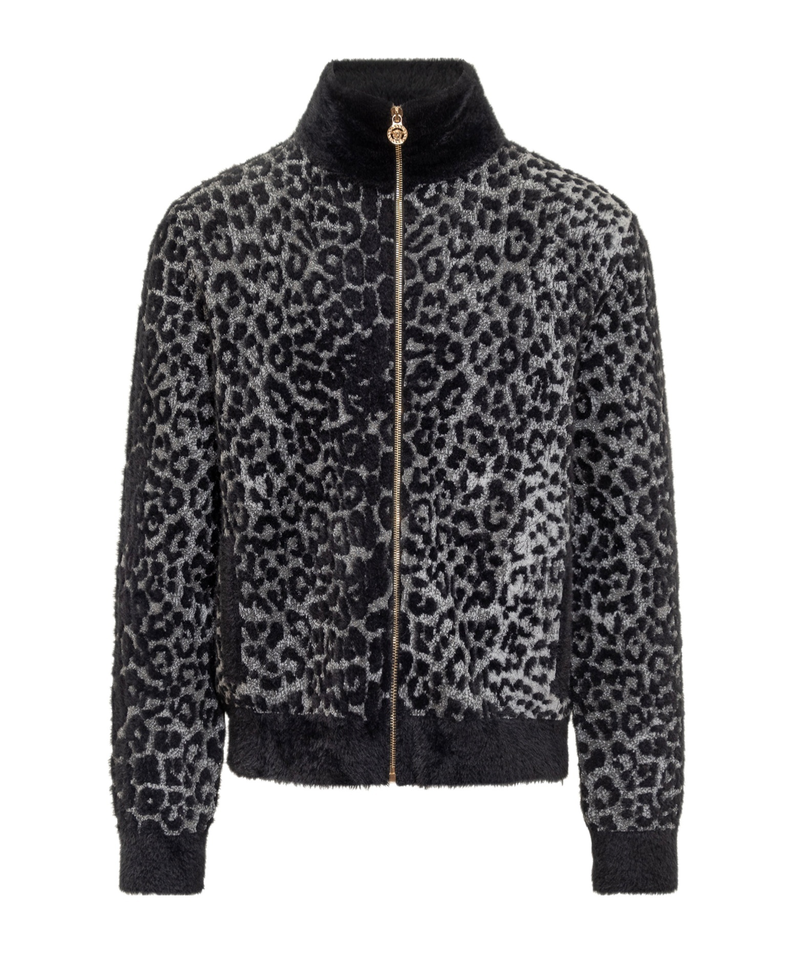 Versace Leopard-pattern Zip-up Sweatshirt In Black