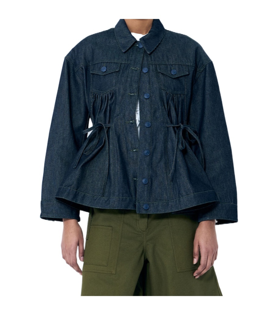 Cecilie�bahnsen Long-sleeved Denim Jacket In Black