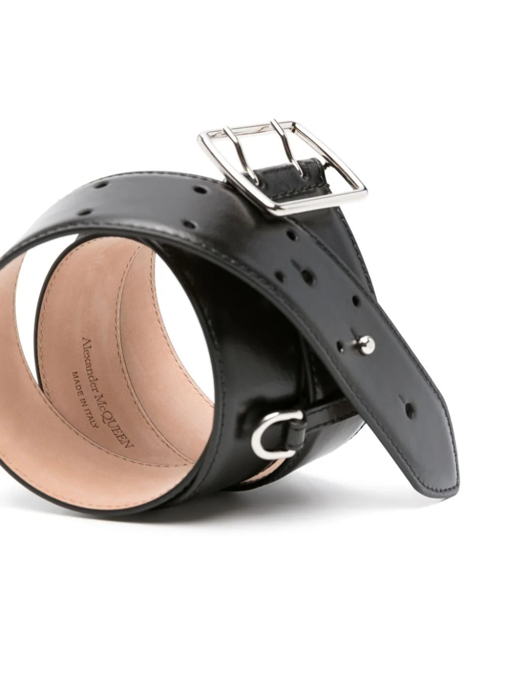 Alexander Mcqueen Buckle-fastening Leather Belt In Black