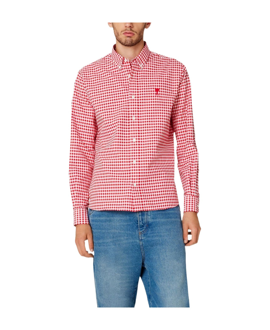 Ami Alexandre Mattiussi Ami De Coeur Gingham Check Shirt In Pink