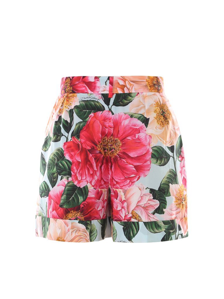 Dolce & Gabbana Floral-print High-waist Shorts In Multicolor