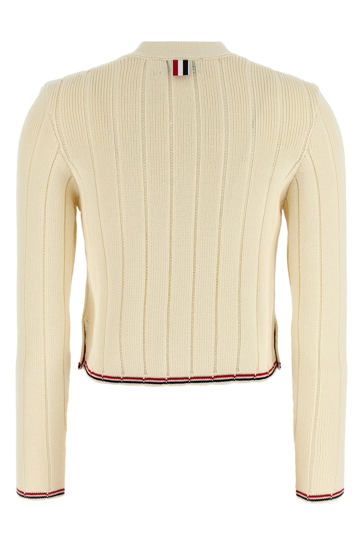 Thom Browne White Ladder Full Needle Rib Stitch Cardigan In Neutral
