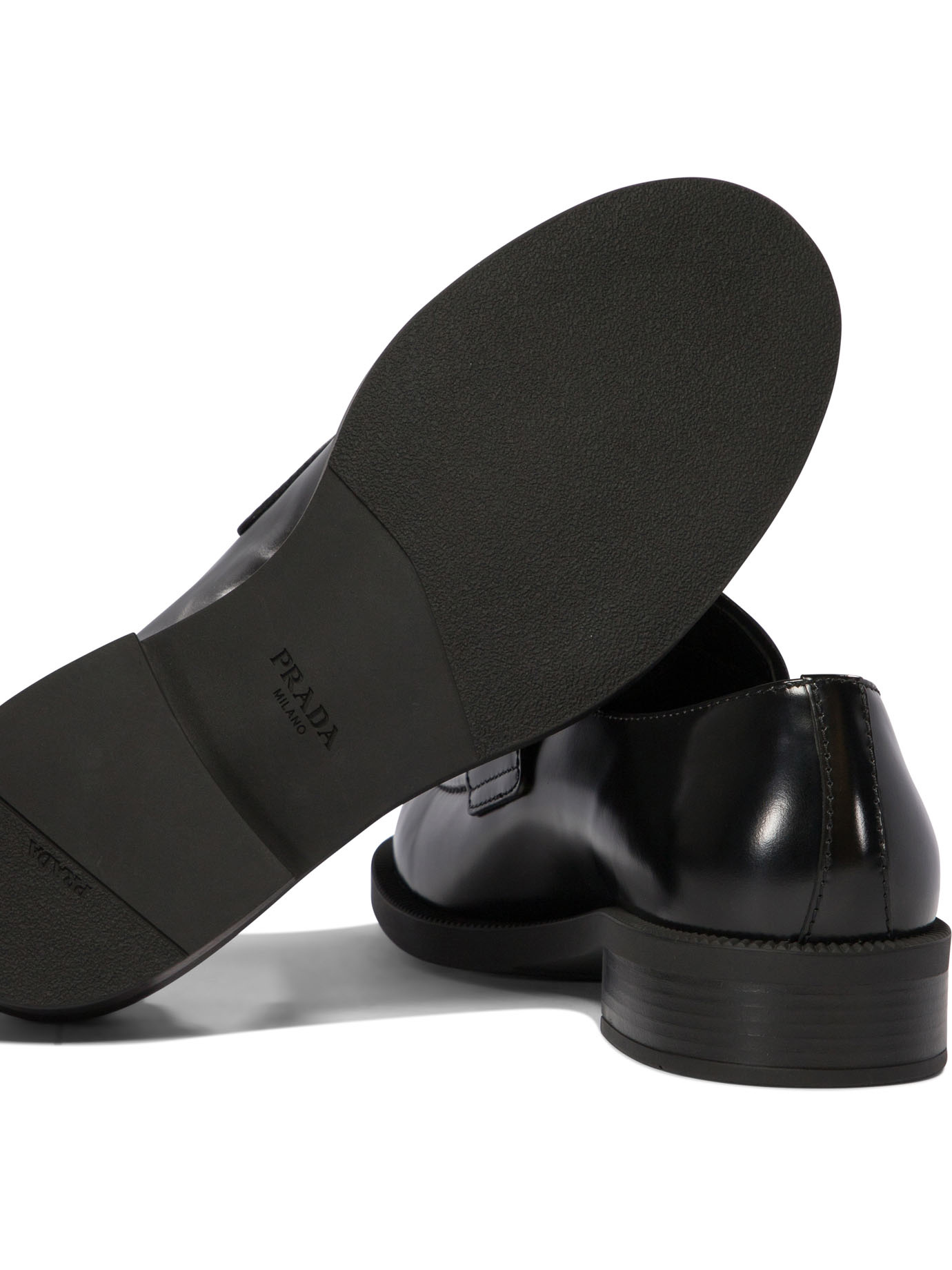 Prada Chocolate Moccasin In Black Patent Leather Men