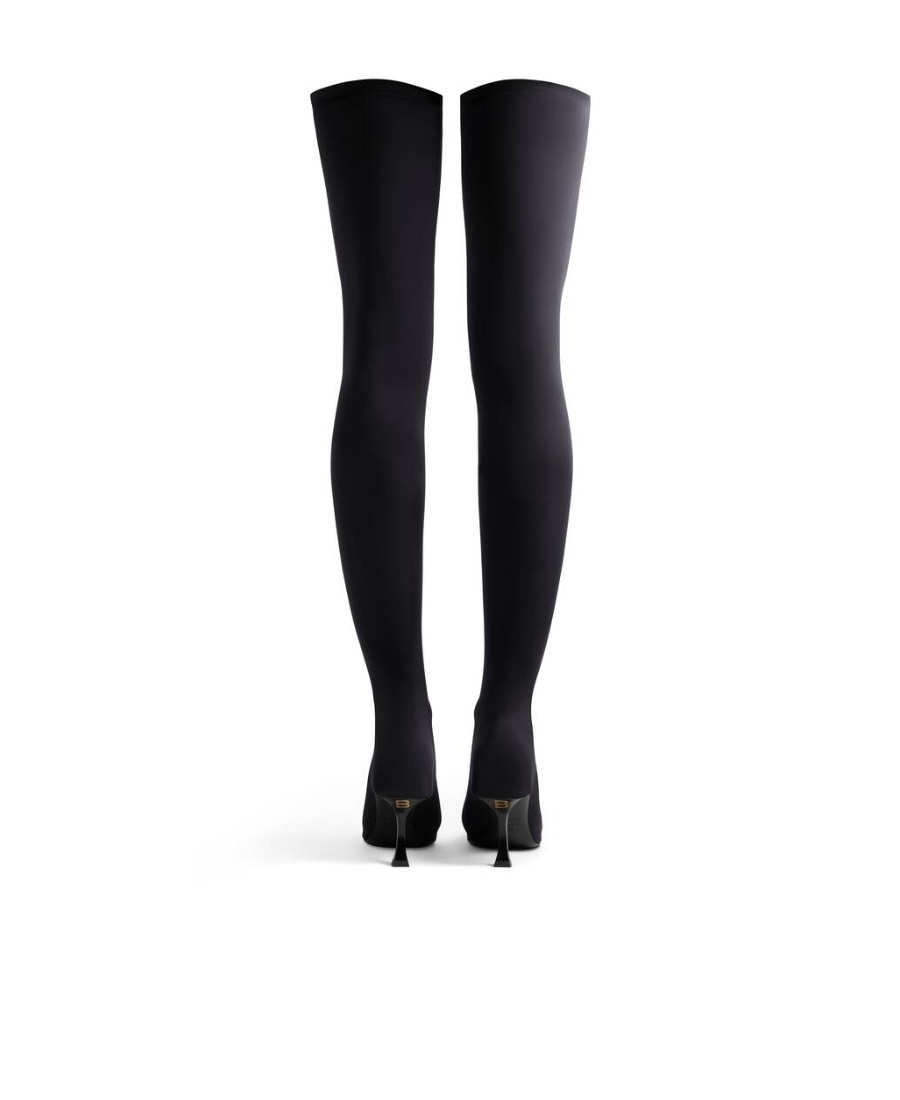 Balenciaga Hourglass Stretch-knit Over-the-knee Boots In Black