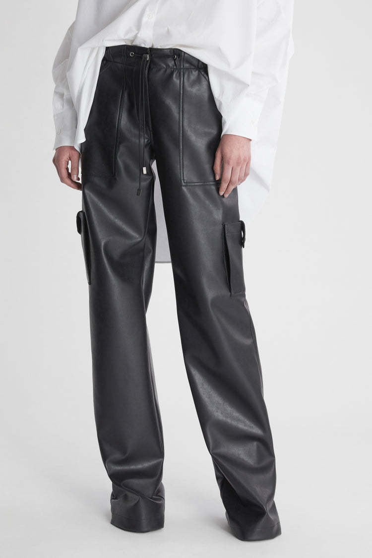 Ermanno Scervino Drawstring-waist Faux-leather Trousers In Black