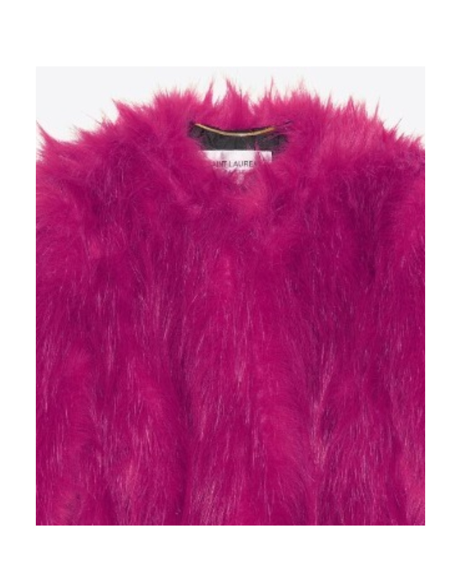 Saint Laurent Faux-fur Coat In Purple