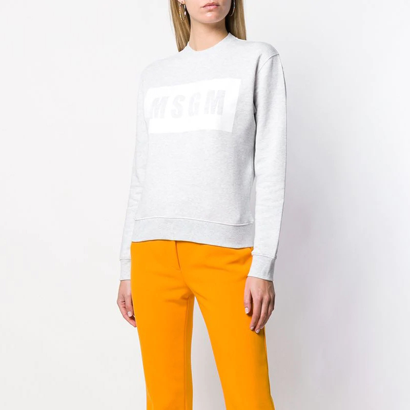 Msgm Printed Logo Sweater In White