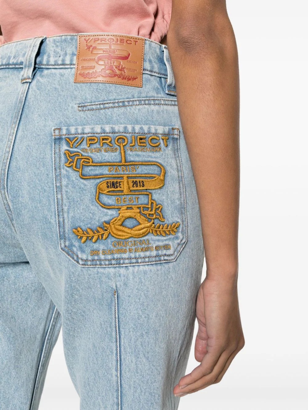 Y/project Logo-embroidered High-rise Straight-leg Jeans In Blue