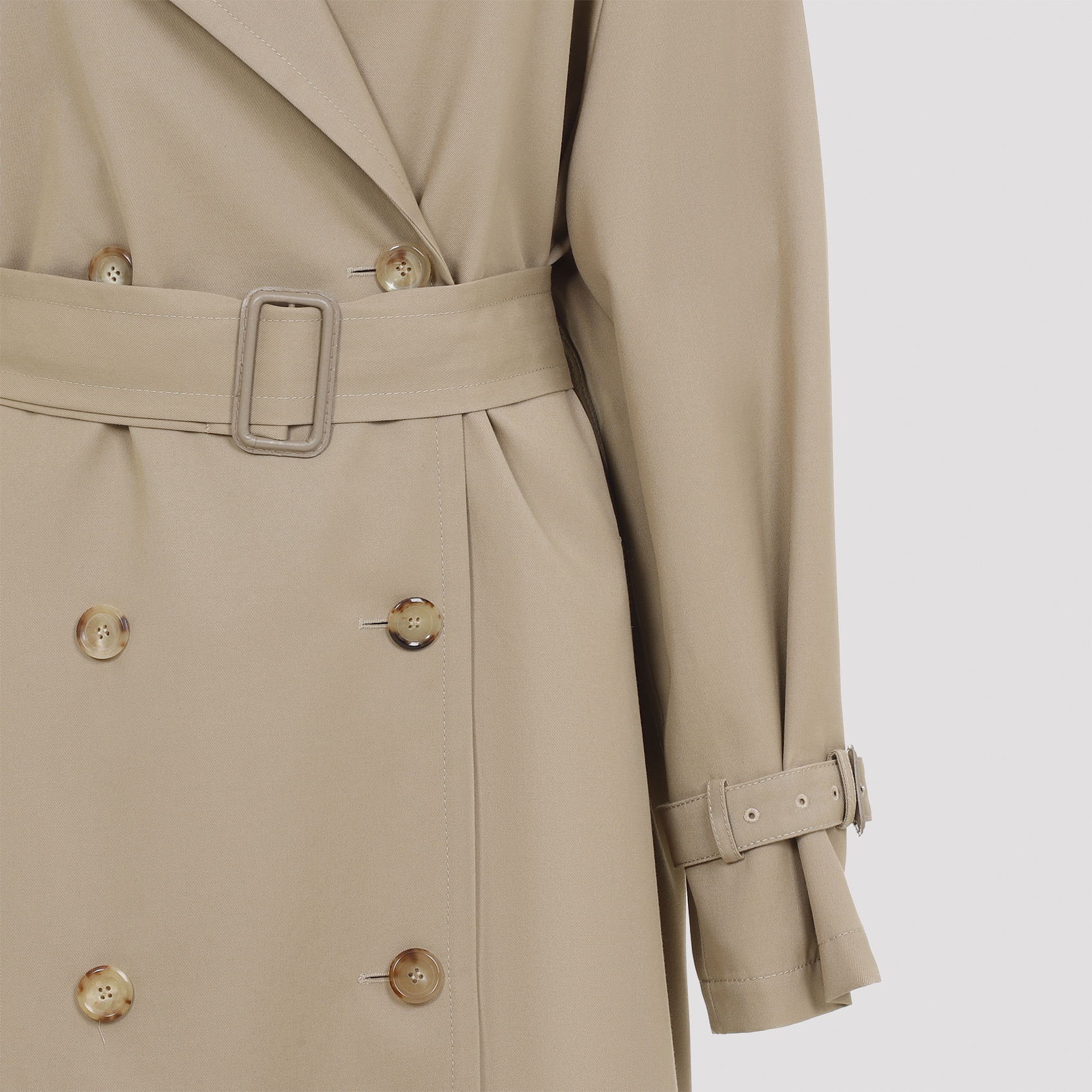 Moschino Cotton Blend Gabardine Long Trench Coat In Nude