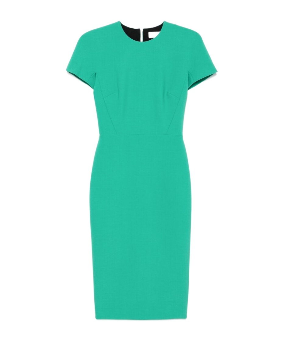 Victoria Beckham Short-sleeve Midi Dress In Green