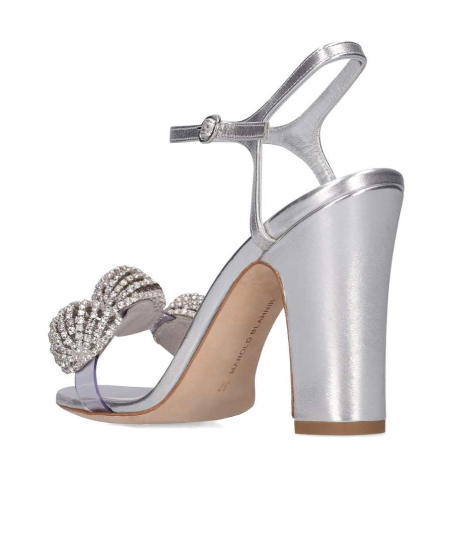 Manolo Blahnik Logo High-heeled Sandals In Gray