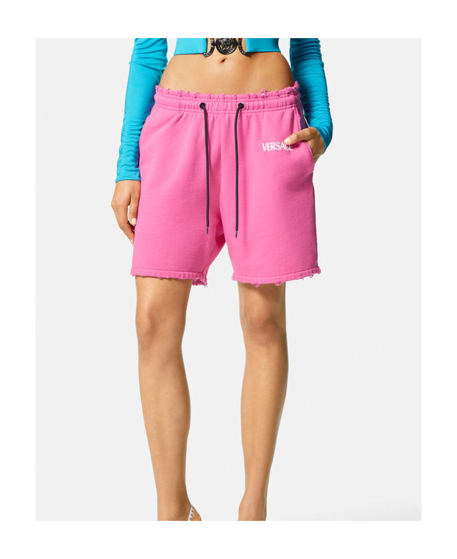 Versace Drawstring Logo Shorts In Pink