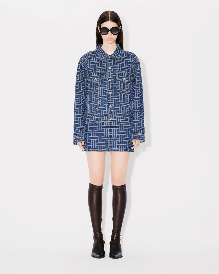 Kenzo Weave Denim Truck Driver Jacket In Blue