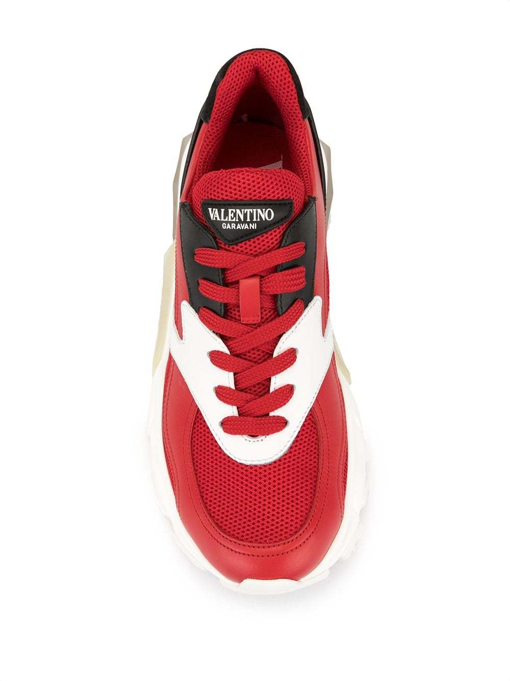 Valentino Mesh Panelled Sneakers In White