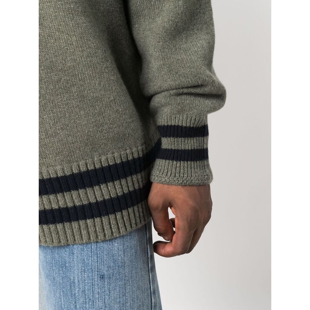 Maison Margiela Contrast-trim Wool Jumper In Green
