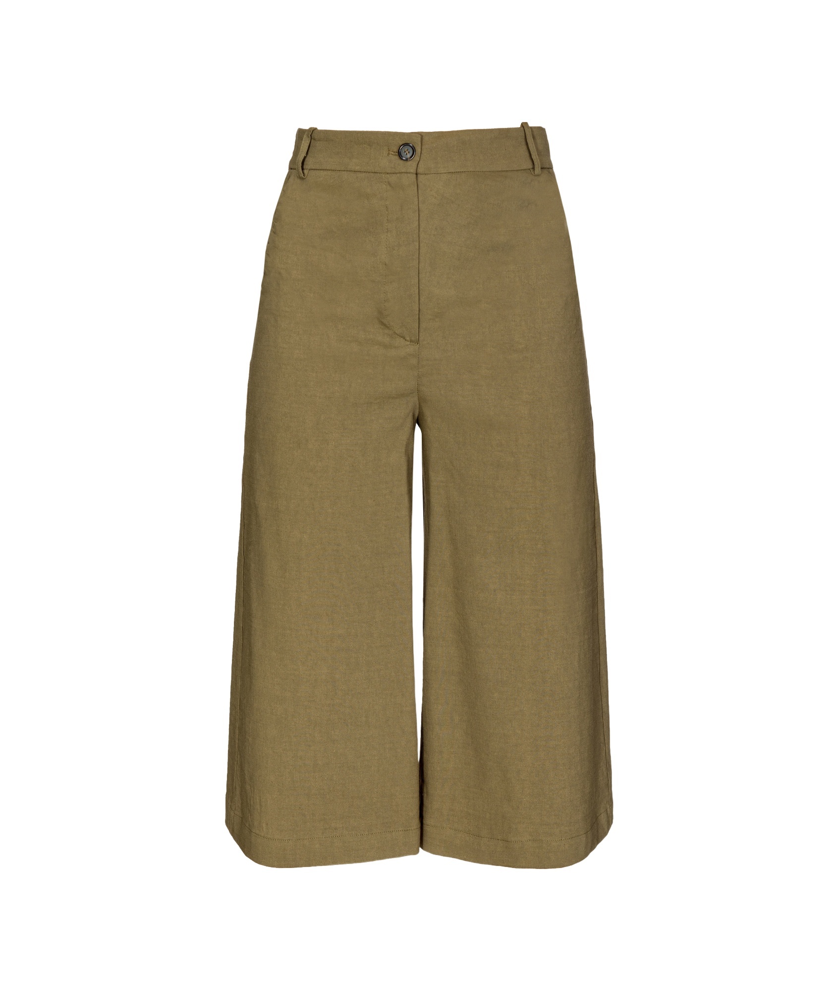 Pinko Buttoned Wide-leg Linen Bermuda Shorts In Green