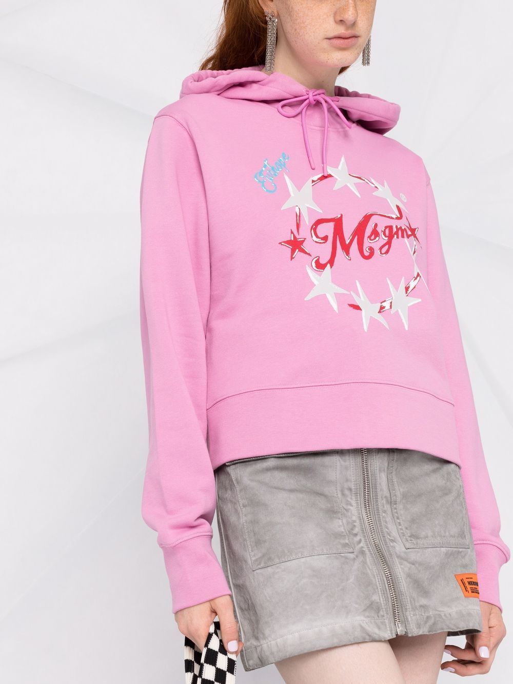 Msgm Logo-print Hoodie In Pink