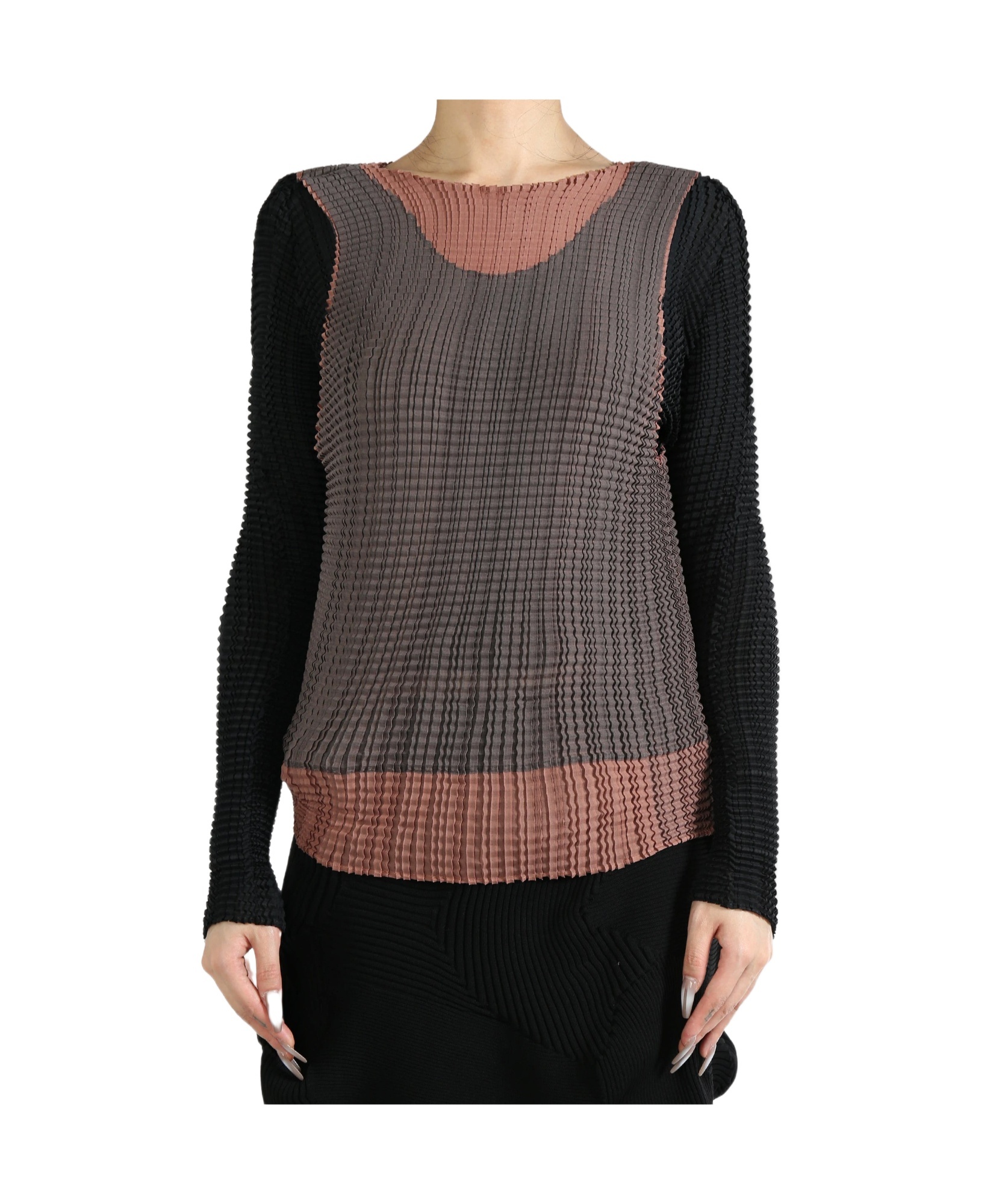 ISSEY MIYAKE LAYERED PLEATED BLOUSE