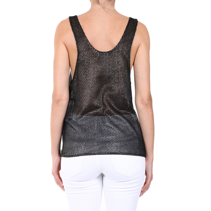 Saint Laurent Lamè Embroidered Tank Top In Black