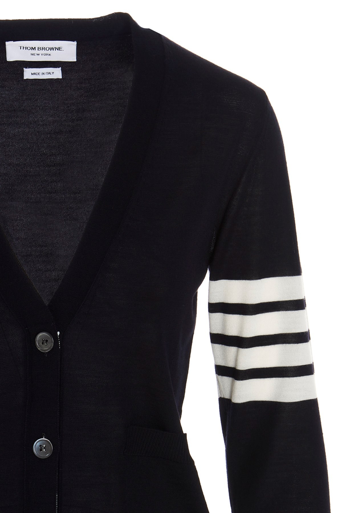 Thom Browne Gingerbread Cookie-intarsia Buttoned Cardigan In Black