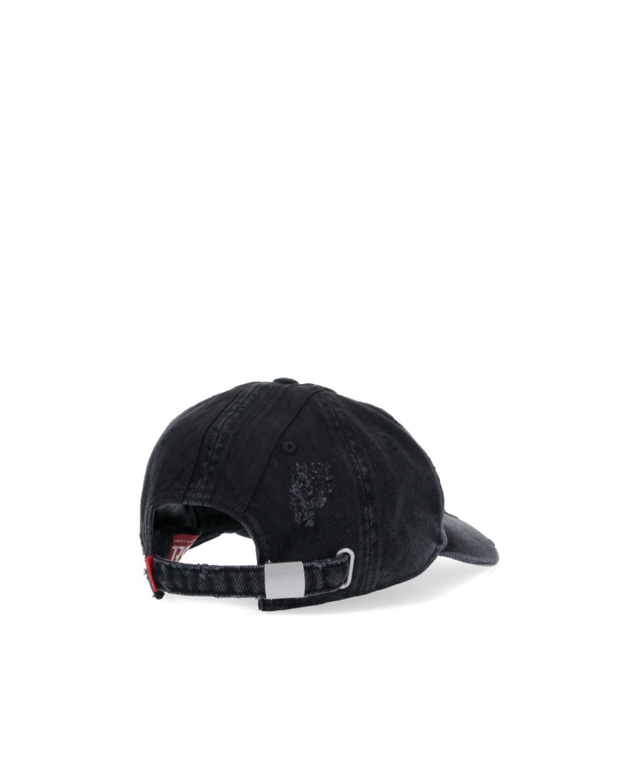 Diesel C-geir Distressed-effect Denim Cap In Black