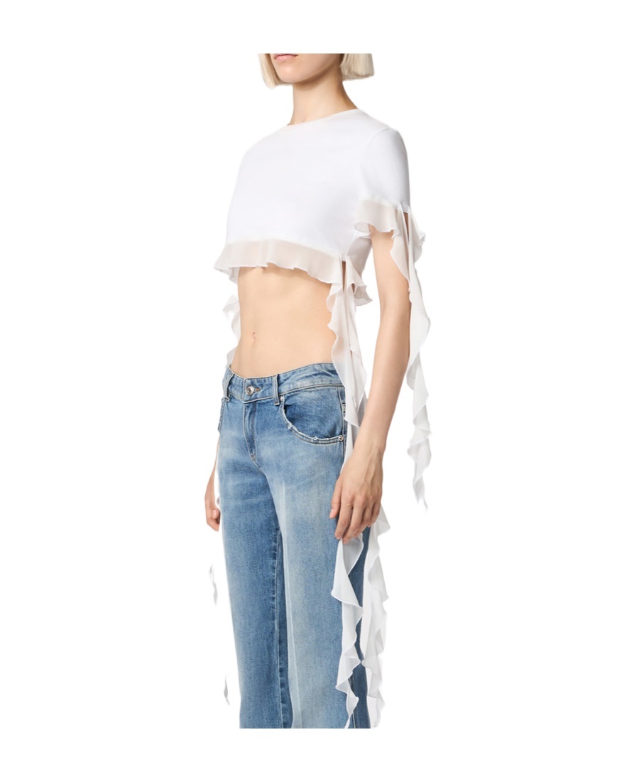 Blumarine T-shirt With Flounces And Ruffles In White