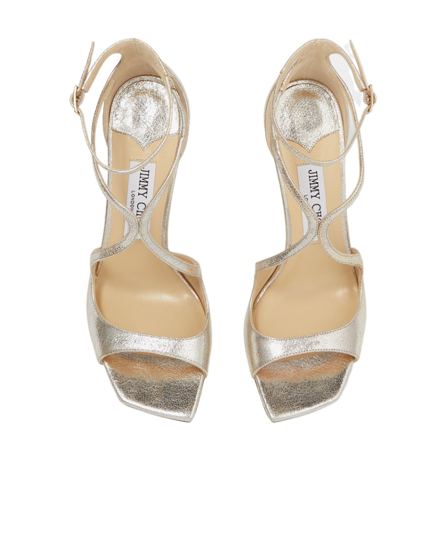 Jimmy Choo Azia 95 Glittered Sandals In Gold