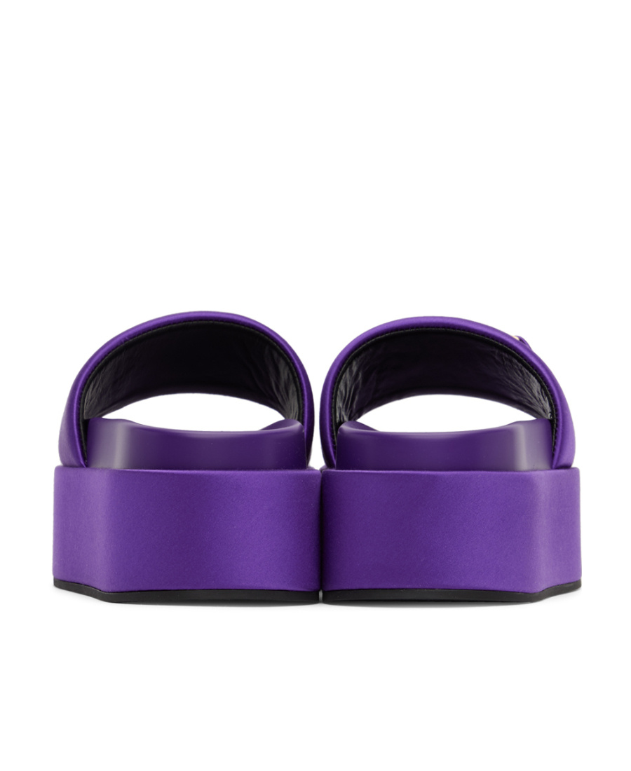 Versace Plateau-pantoletten Medusa Biggie Aus Satin In Purple