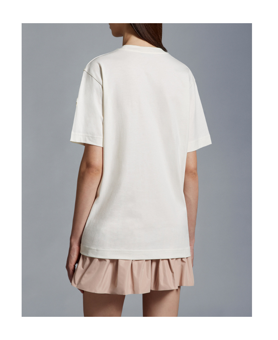 Moncler Sequin-embellished Cotton T-shirt In White