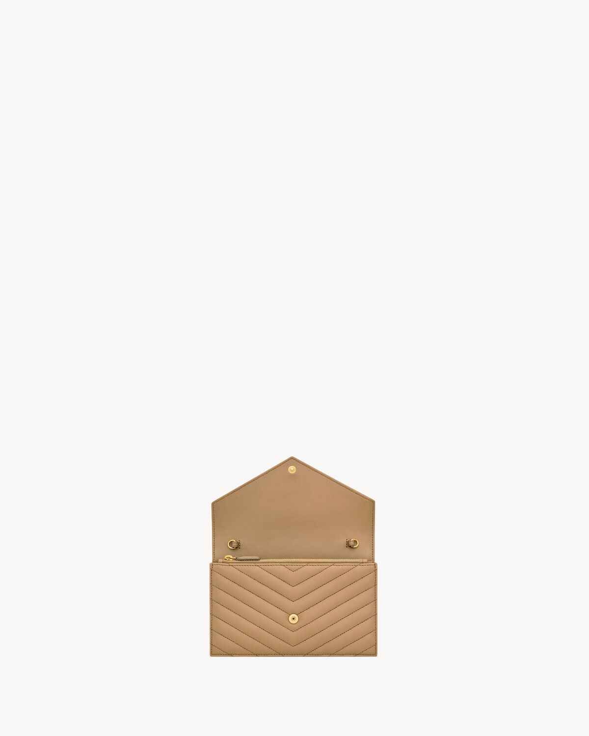 Saint Laurent Cassandre Envelope Chain Wallet In Lambskin In Brown