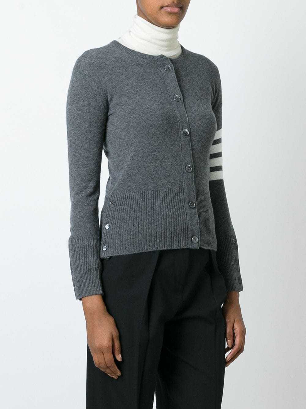 Thom Browne 4-bar Stripe Cardigan In Gray